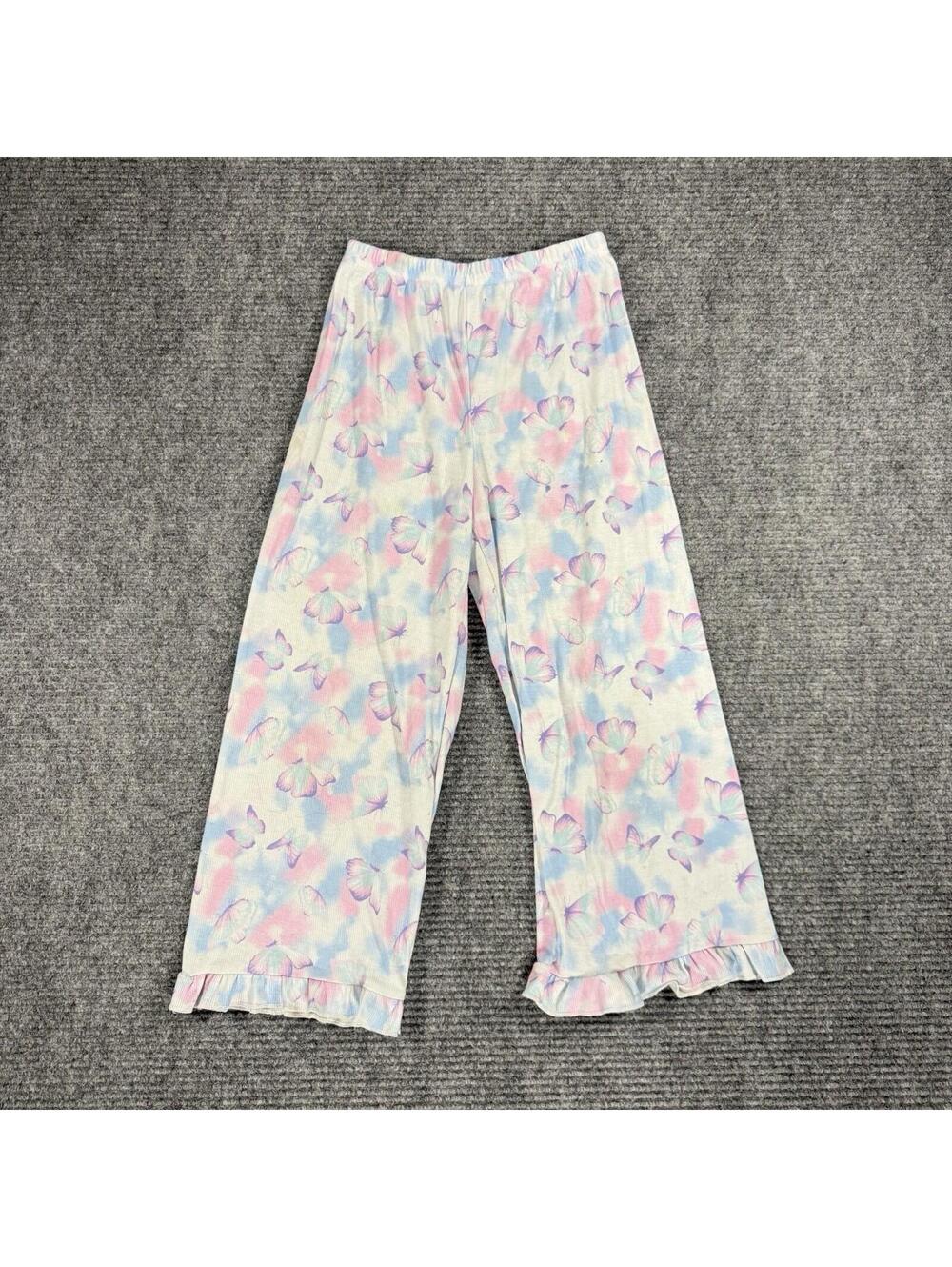 Bmagical by Btween Butterfly Pajama Pants 10 Pastel Cozy Ruffle Hem Sleepwear